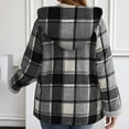 thumbnail image 4 of Fall Jackets Women Lined Plaid Shacket Fashion Long Sleeve Zipper Flannel Hooded Winter Outfits Clothes, 4 of 6
