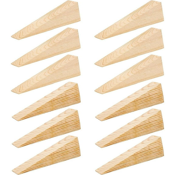 10pcs 12 pack Wooden Non-Slip Door Stop Stopper Triangle Solid Wood Wedge Window for All Surfaces of Home Office Garden Indoor And Outdoor Use 10.8cmx4cmx3.9cm Wood