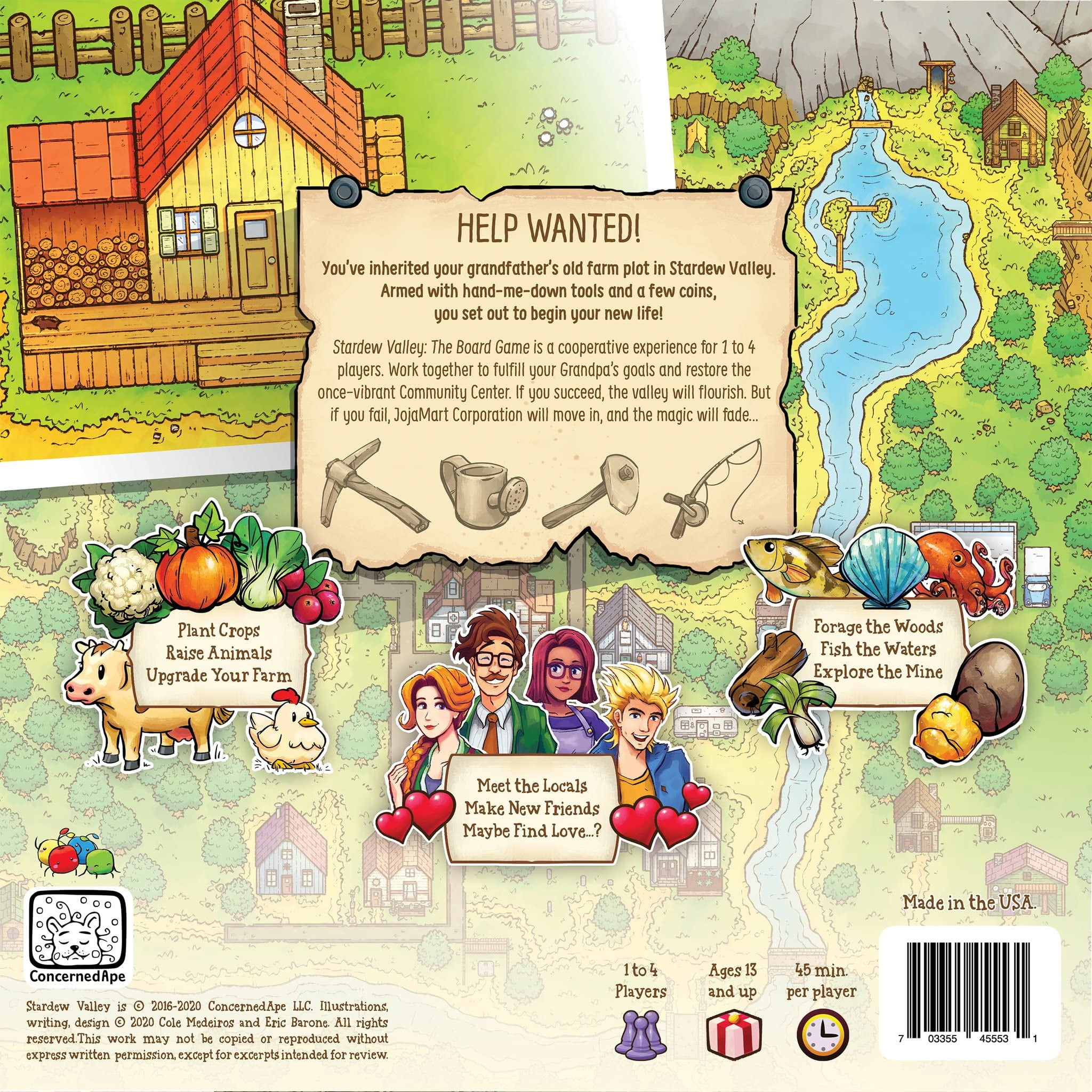 Stardew Valley: The Board Game - CONCERNEDAPE, A Cooperative Farming & Friendship Game, Based On The Video Game, Family Game Night, 1-4 Players, Ages 13+, 45 Min Per Player