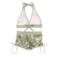 thumbnail image 4 of qucoqpe Two Piece Bikini Sets for Women Fashion Floral Print High-Waisted Bathing Suits Halter Bra Swimwear with Ruched Boyshorts‌, 4 of 6