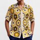 thumbnail image 1 of Ceisia Men's Summer Hexagonal Floral Patchwork Open Knit Short Sleeve Button Down Cardigan Multicolor XL Gifts, 1 of 9