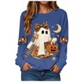 thumbnail image 4 of Duqingm Halloween Sweatshirts for Women Ghost Oversized Crewneck Sweatshirt Cute Pumpkin Graphic Fleece Pullover,M, 4 of 6