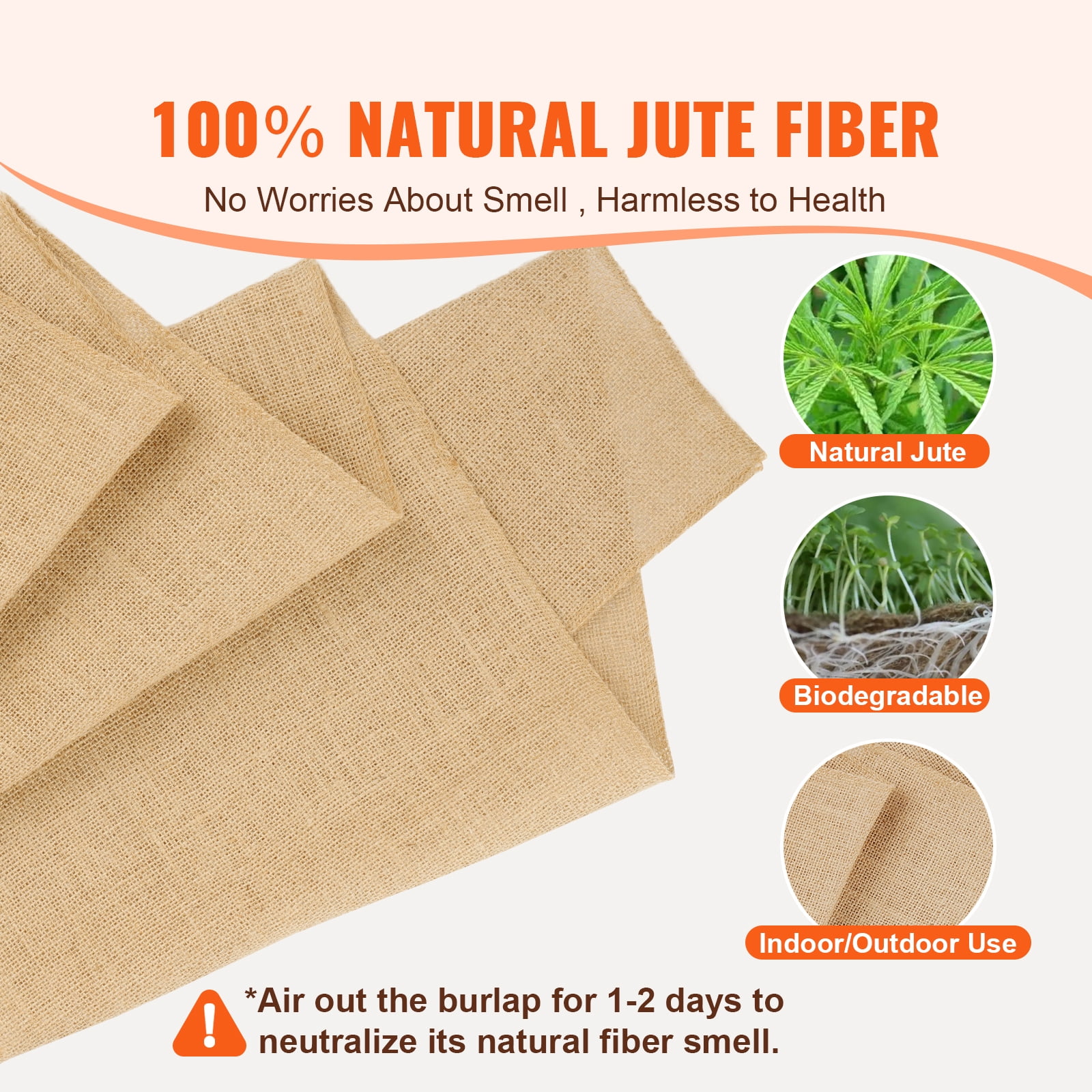KFFKFF Natural Jute Burlap Roll, 14” x 30 ft & 50 x 50 High Density, Wide for DIY, Decorations, Weddings, Gardening, and Winter Plant Protection
