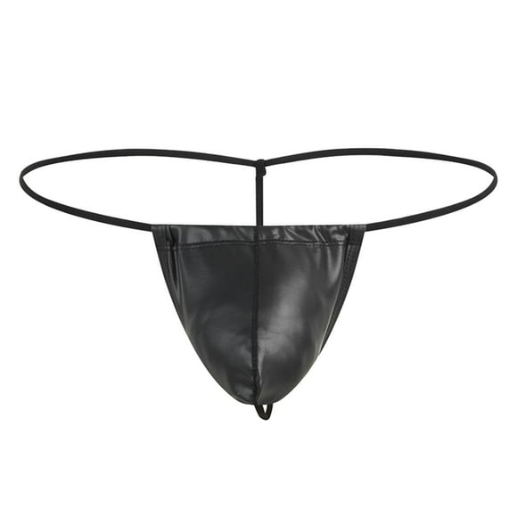 GDREDA Lingerie Sexy Set Mens T Shaped Pants Leather Double Open Cut Underwear Color Matching Mesh Low Waisted Underwear Black,S