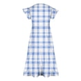 thumbnail image 4 of Zpanxa Robes Florales pour Filles Été Manches Courtes Manches Volantées Col Rond Imprimé de Fleurs Taille Poche Robe Superposée Polyester Spandex Bleu 8-9 Ans, 4 of 5