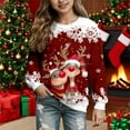 thumbnail image 2 of Jamsmile Toddler Girls Christmas Sweatshirts Autumn Cartoon Deer Head Crew Neck Long Sleeve Children Girls Xmas Sweatshirts, 2 of 4
