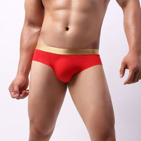 

Men Seamless Underwear Ice Silk Breathable Soft Ultra-Thin Briefs with Convex Sac