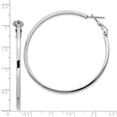 thumbnail image 3 of 925 Sterling Silver RH-plated 2x50mm Omega Back Hoop Earrings; for Adults and Teens; for Women and Men, 3 of 3