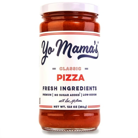 Yo Mama’s Foods Classic Pizza Sauce, 12.5 oz, No Sugar Added, Low Carb, Gluten-Free, All-Natural, Sauce
