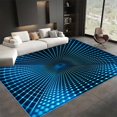 thumbnail image 1 of Washable Area Rug 7x8 ft Geometry Grid Tunnel Area Rug for Living Room, Soft Flannel Print Rugs, Non-Slip Low Pile Carpet, for Bedroom, Dining Room, Kitchen, Home Decor Floor Rug, 1 of 7