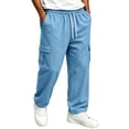 thumbnail image 2 of Lumtrix Mens Baggy Cargo Sweatpants With Pockets 2026 Trendy Causal Drawstring Waist Joggers Workout Active Sweat Pants Light Blue 3XL, 2 of 8