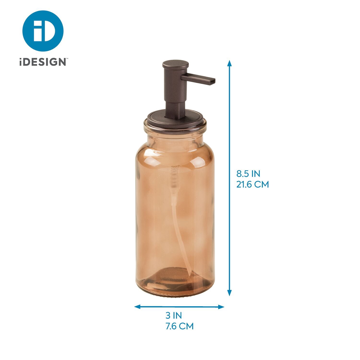 Better Homes & Gardens Westport Bronze Recycled Glass Foaming Soap Dispenser, 3" x 3" x 8.3"