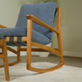 thumbnail image 3 of Grain Wood Furniture Solid Wood Mid Century Rocking Chair with Indigo Blue Cushions, 3 of 6