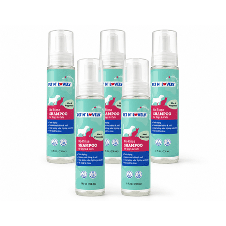Pet N' Lovely No-Rinse Waterless Shampoo for Dogs & Cats, 8 fl oz, Fresh Scent 5 Pack
