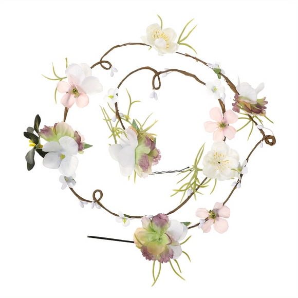 Accessoires pour Cheveux de Mariée Bohème, Guirlande Florale Rose, Serre-Tête en Vigne à Fleurs Simulées, Style Vintage pour Mariages, Photographie de Studio et Photos de Bord de Mer