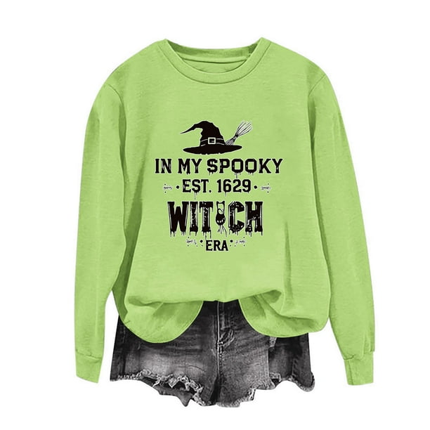 Heisall Womens Hoodies Halloween Print Long Sleeve Loose Casual Crew Neck Sweatshirts 2025 New Arrival Fashion Style
