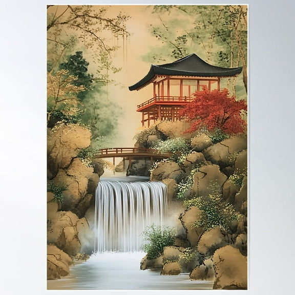 Japanese Scroll Elegance Poster Wall Art, Modern Wall Decor For Living Room Bedroom, 8x12 UNFRAMED