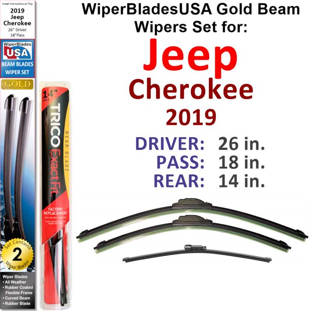 2019 Jeep Cherokee Beam Wiper Blades Wipers WBUSA (Set of 3) w/Rear