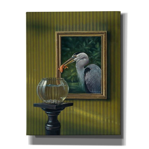 Epic Graffiti 'Heron And Goldfish' by Harro Maass, Canvas Wall Art, 26"x34"