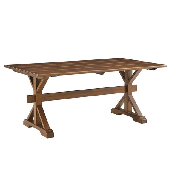 Maklaine Contemporary 71" Wood Dining Table with Trestle Base in Walnut