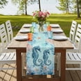 thumbnail image 4 of Table Runners 60 Inches Long Dress Scarves, Coastal Seahorse Blue Farmhouse Kitchen/Dining Table Runner, Small Coffee Tablerunners, Summer Beach Nautical Coral Starfish 13x60 Inch, 4 of 9