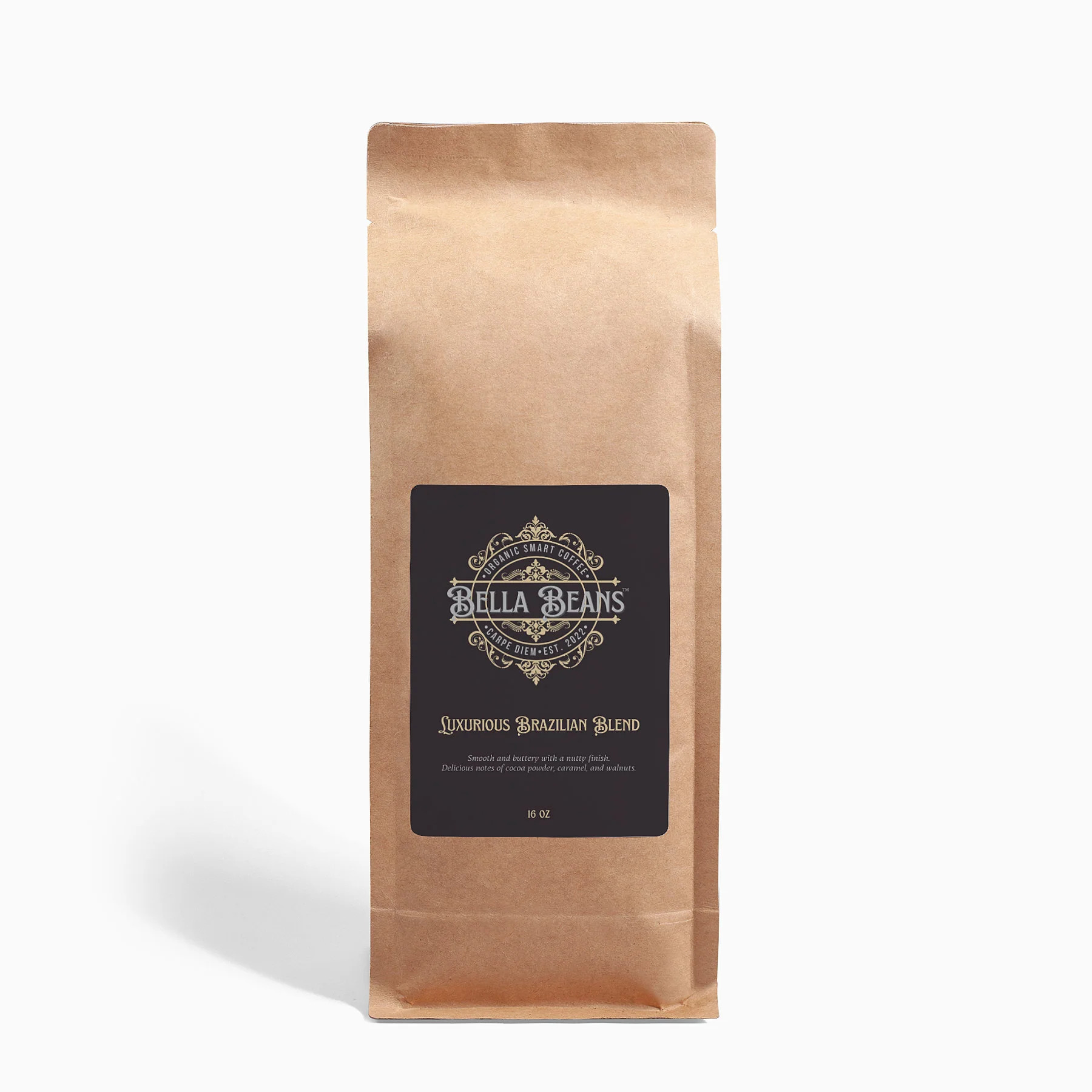 Bella Beans™ Organic Smart Coffee - Luxurious Brazilian Blend - 16oz Whole Bean Coffee