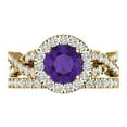 thumbnail image 2 of Clara Pucci 18K Yellow Gold Round Cut 1Ct Natural Amethyst Engagement Ring + Matching Band - Luxury Box Included, 2 of 7