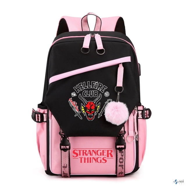 Mochila Impermeable Clásica Stranger Things Bolsa Escolar De Gran Capacidad Con Interfaz USB