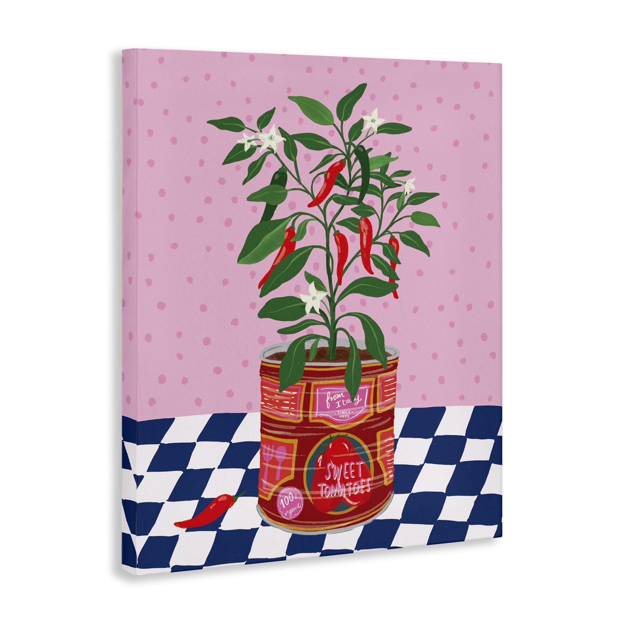 Stupell Industries Pepper Plant in Tin Food & Beverage Painting Wrapped Canvas Art Print Wall Art, 24 x 30
