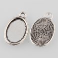 thumbnail image 2 of Tibetan Style Silver Alloy Flat Oval Pendant Cabochon Settings Cadmium Free & Lead Free Plain Edge Bezel Cups Tray: 14x10mm 20x12.5x2mm Hole: 1.5mm, 2 of 2