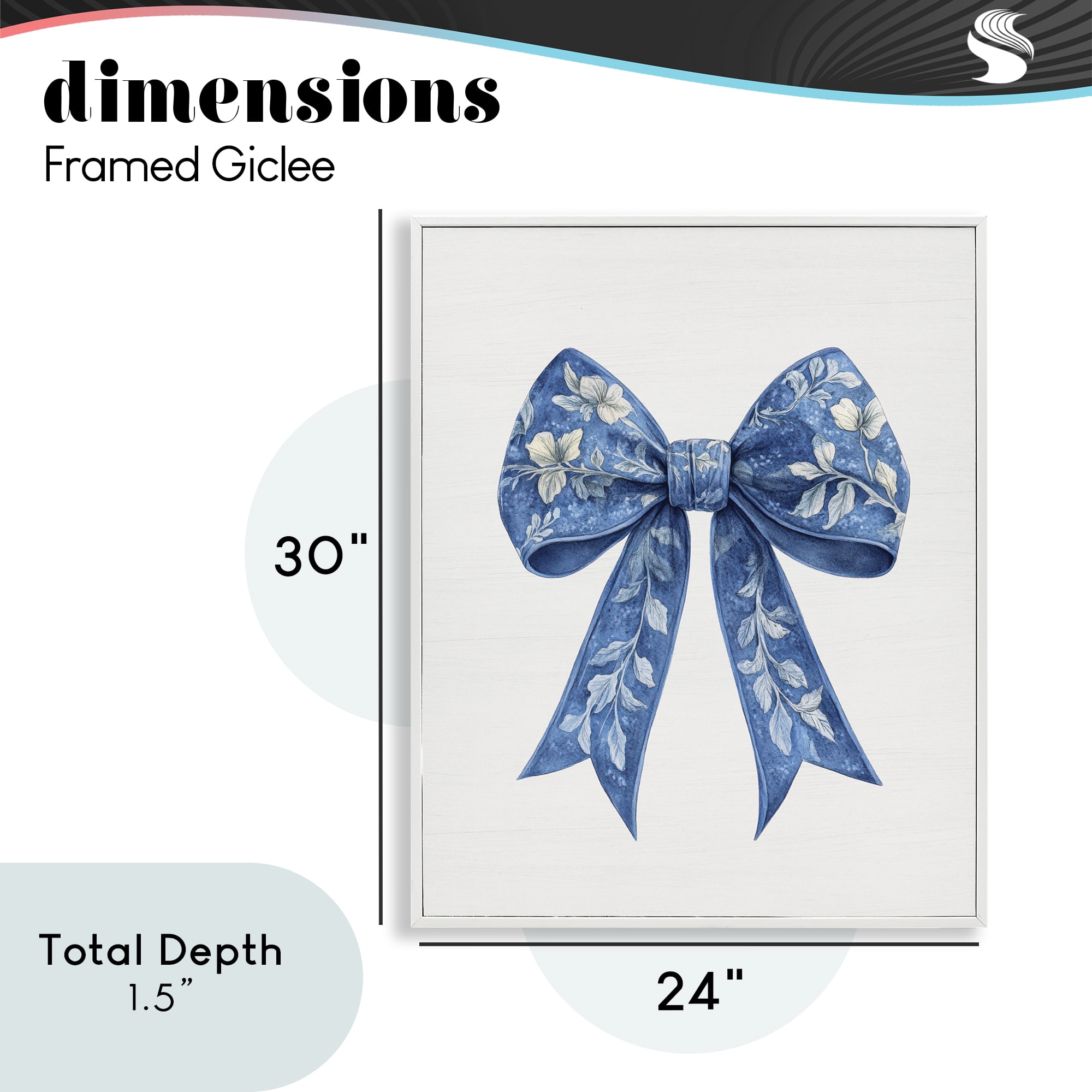 Intricate Florals Ribbon White Framed Giclee Art, design by Lettered and Lined