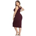 thumbnail image 3 of HDE Plus Size Bodycon Midi Dress Casual Fitted Jersey Tank Everyday Sundress Dark Maroon 22-24 Plus, 3 of 6