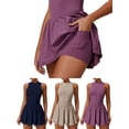 thumbnail image 4 of PULLIMORE Women's Athletic Tank Dress with Built-In Bra - Moisture-Wicking Golf/Tennis Dress(Navy), 4 of 7