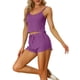 thumbnail image 4 of Conjuntos de pijama para mujer INSPIRE CHIC, camisetas de punto con pantalones cortos, 2 piezas, ropa de dormir, XS, morado, 4 of 6