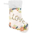 thumbnail image 2 of SKYSONIC Spring Floral Love Print Christmas Stockings Personalized Large Christmas Stocking Cute Snowflake Stockings 18 Inch Xmas Stocking for Xmas Decorations Xmas Gifts, 2 of 7