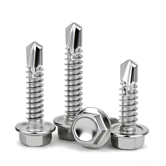 100Pcs #8 Self Tapping Screws for Metal, #8x1-1/2 Hex Washer Head Self Drilling Screws, 410 Stainless Steel Sheet Metal Screws, Metal Specific Self Tapping Screws,Fast Installation,Hex Socket Drive