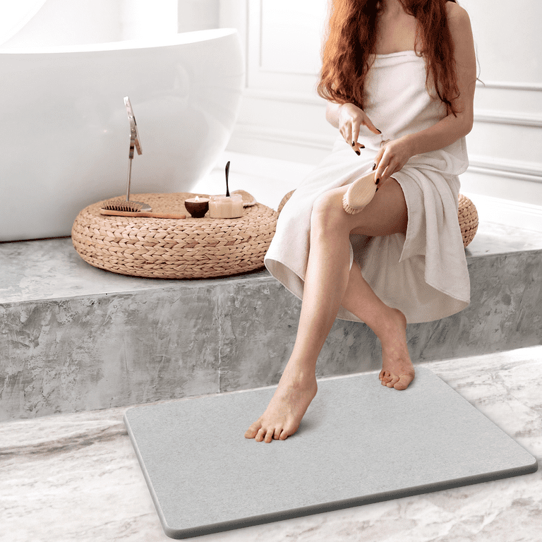 Desico Stone Diatomaceous Bath Mat Fast Drying Absorbent Non Slip Premium  Bathroom Shower Kitchen Premium (23.5 x 15)
