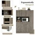 thumbnail image 5 of 70" Tall Kitchen Pantry Cabinet with Hutch, Large Kitchen Cupboard Cabinet with Microwave Stand, 6 Doors and 1 Drawer for Living Room, Brown, 5 of 6