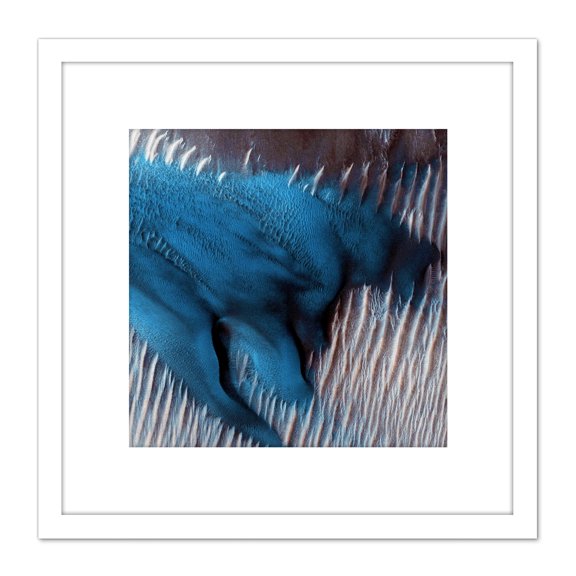 Mars Nasa Space Orbiter Once In A Blue Dune 8X8 Inch Square Wooden Framed Wall Art Print Picture with Mount