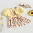 thumbnail image 3 of Infant Girl Princess Dress Flower Print Patchwork Dress with Headband, 3 of 9