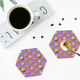 thumbnail image 5 of Pofeuu Yellow Lemon And Orange Print Leather Coasters Set of 6, Round Cups Mugs Mat Pad for Home Kitchen Heat Resistant Drink Coasters,Hexagon, 5 of 7