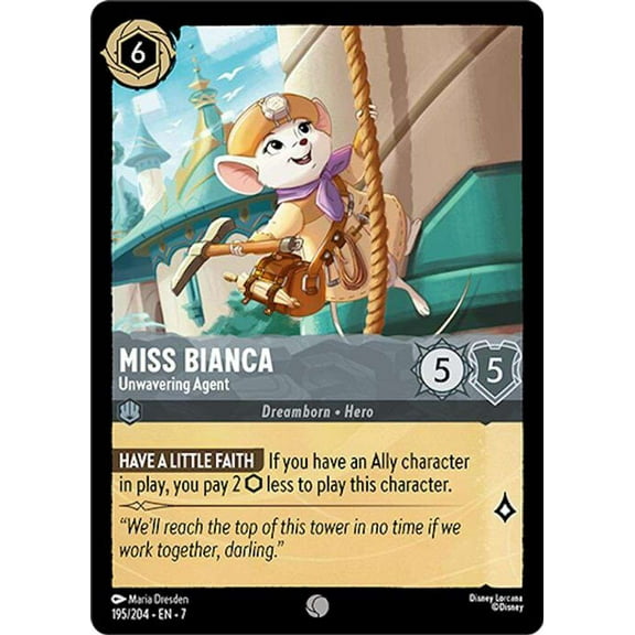 Disney Lorcana Archazia's Island Common Miss Bianca - Unwavering Agent #195