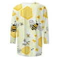 thumbnail image 5 of LYEAA Women Honeycomb Design 3/4 Sleeve T-Shirt Round Neck Casual Festival Top Lightweight Breathable Cotton Summer Wear Yellow XXXXL, 5 of 5
