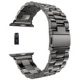 thumbnail image 1 of Black Metal Watch Strap Easy to Adjust Replacement Stainless Steel Watch Band for IOS Watch Black, 1 of 8