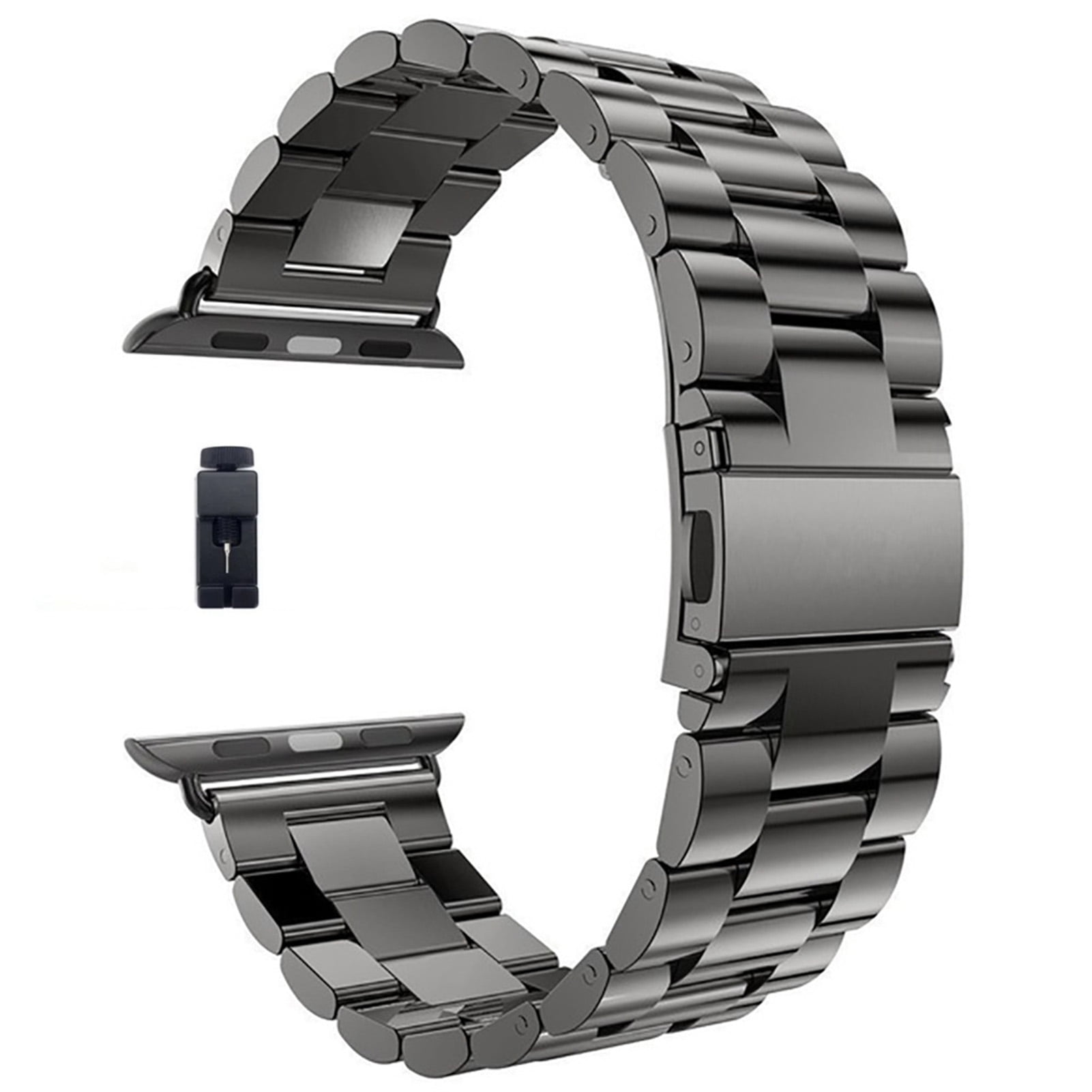Metal Watch Strap Easy to Adjust Replacement Stainless Steel Watch Band for IOS Watch Black Black 45mm 1.77in Walmart