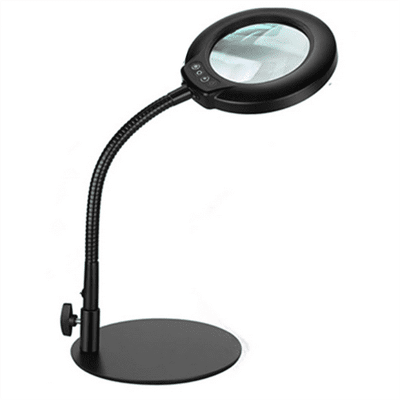 Lupa de Cuello de Cisne Flexible con Luz y Soporte, 5 Modos de Color, Regulable, USB, para Lectura, Protección Ocular, Lámpara de Estudio