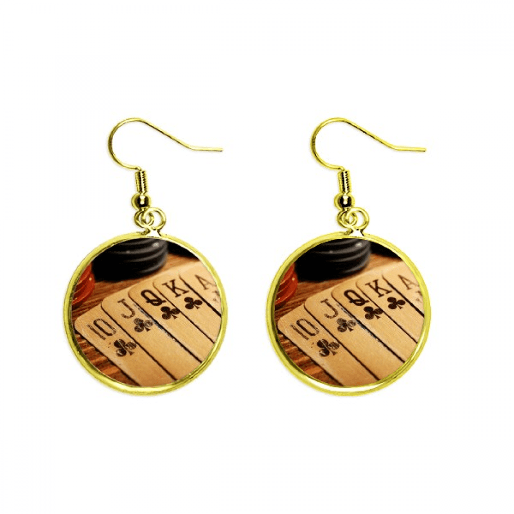 old poker chip photo art deco fashion ear dangle en drop earring