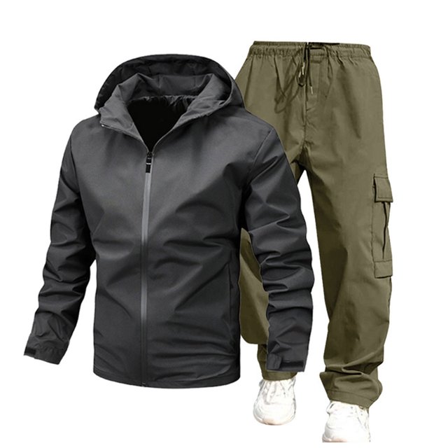 MKLEKYY Work Jacket for Men Construction Spring and Autumn Punching Jacket Coat Casual Men Hooded Solid Color Men Jacket Outdoor Sports Set