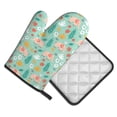 thumbnail image 2 of Vsdgher Elephant and Flowers Oven Mitts and Pot Holders 2 pcs Set,High Heat Resistant Kitchen Oven Glove for Baking and Cooking, 2 of 7