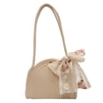 thumbnail image 1 of Xiao Hua Bolso de hombro tejido para mujer, bolso de mano y neceser, elegante bolso de playa de verano, 21,6 x 5 x 18 cm (blanco)., 1 of 4